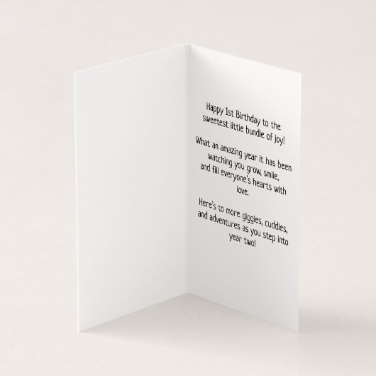 ハッピーファースト・バースデー – 子ども用カード (内部)