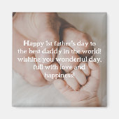 ハッピーファースト・ファースト・デイ写真白タイポグラフィ マグネット (正面)