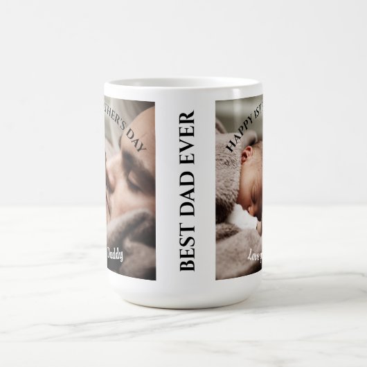 ハッピーファースト·ファースト·ファザーズ·デイ·最高のパパ·エバー2写真  コーヒーマグカップ (中央)