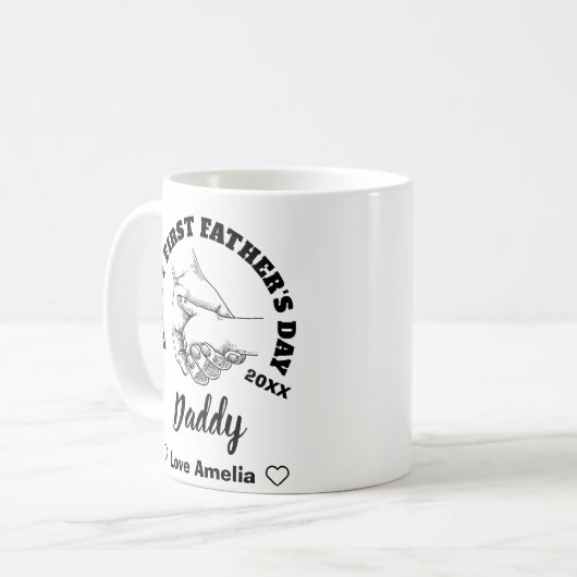 ハッピーファースト・ファースト・ファーザー・デー2023、名前をカスタムする コーヒーマグカップ (正面左)