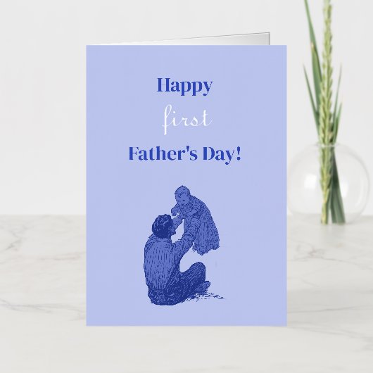 ハッピーファースト・ファースト・ファーザー・デー – 男の子だ！ヴィンテージ 箔グリーティングカード (正面)