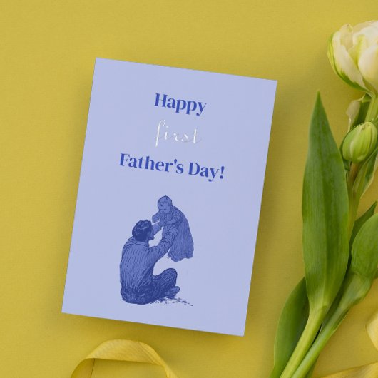 ハッピーファースト・ファースト・ファーザー・デー – 男の子だ！ヴィンテージ 箔グリーティングカード