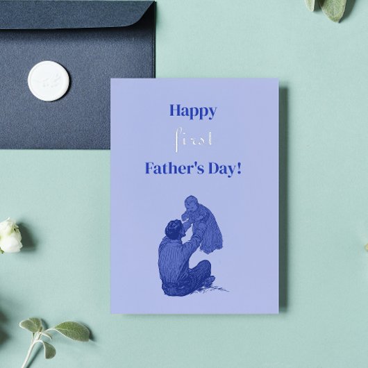 ハッピーファースト・ファースト・ファーザー・デー – 男の子だ！ヴィンテージ 箔グリーティングカード