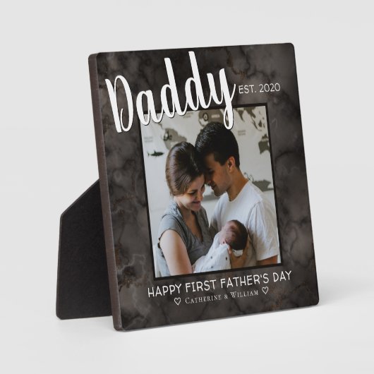 ハッピーファースト・ファースト・ファースト・デーDaddy Gray Marble Photo フォトプラーク (正面)