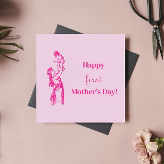 ハッピーファースト・マザーの日 – 女の子だ！ピンクカード シーズンカード