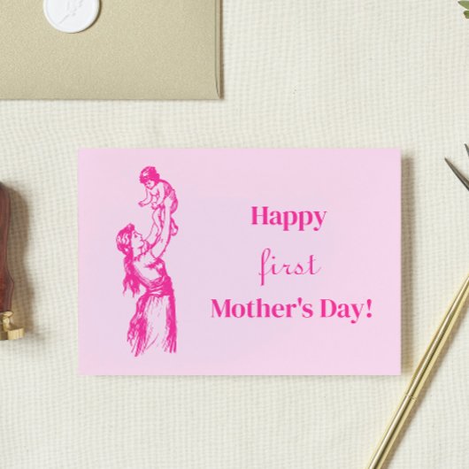 ハッピーファースト・マザーの日 – 女の子だ！ピンクカード 招待状