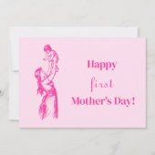 ハッピーファースト・マザーの日 – 女の子だ！ピンクカード 招待状 (正面)