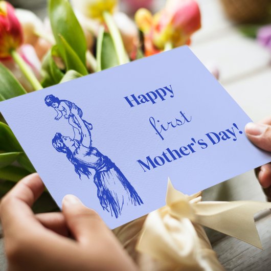 ハッピーファースト・マザーの日 – 男の子だ！ブルー ポストカード