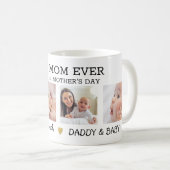 ハッピーファースト・マザーズ・デイ4フォトコラージュ白黒 コーヒーマグカップ (正面右)