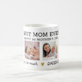 ハッピーファースト・マザーズ・デイ4フォトコラージュ白黒 コーヒーマグカップ (中央)