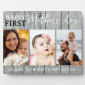 ハッピーファースト・マザー・デイ3フォトコラージュ灰色の木 フォトプラーク (正面)