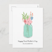 ハッピーファースト・マザー・デイ・メイソン・ジャー・フラワーズフローラ シーズンポストカード (正面/裏面)