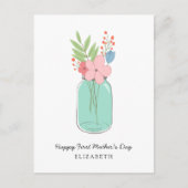 ハッピーファースト・マザー・デイ・メイソン・ジャー・フラワーズフローラ シーズンポストカード (正面)