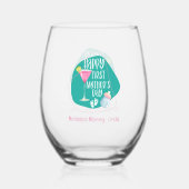 ハッピーファースト・マザー・デーかわいいエレガント ステムなしワイングラス (裏面)