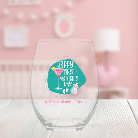 ハッピーファースト・マザー・デーかわいいエレガント ステムなしワイングラス