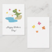 ハッピーファーズデイかわいい漫画の恐竜魚釣り ノートカード (正面/裏面)