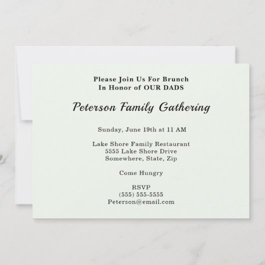 ハッピーファーズデイハットグリーンドットタイファミリーブランチ 招待状 (裏面)