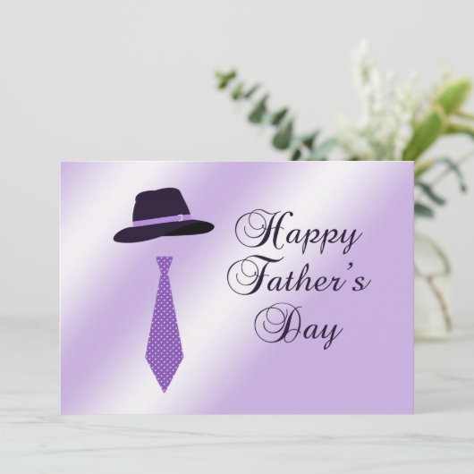 ハッピーファーズデイハットパープルドットタイファミリーブランチ 招待状 (スタンド正面)
