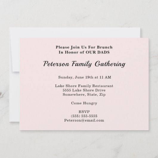 ハッピーファーズデイハットピンクドットタイファミリーブランチ 招待状 (裏面)