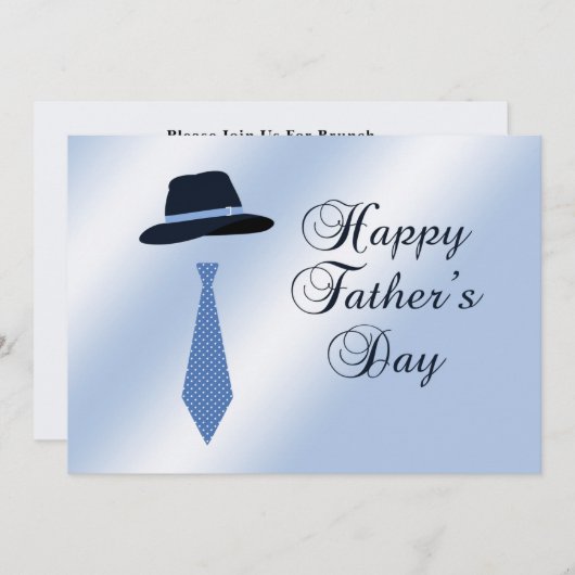 ハッピーファーズデイハットブルードットタイファミリーブランチ 招待状 (正面/裏面)