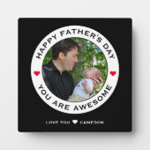 ハッピーファーズデイフォト文字ハートレッドホワイトバック フォトプラーク (正面)