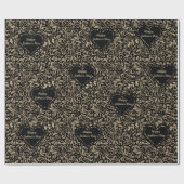 ハッピーファーズデイフローラブラック金ゴールドパターン ラッピングペーパー (フラット)