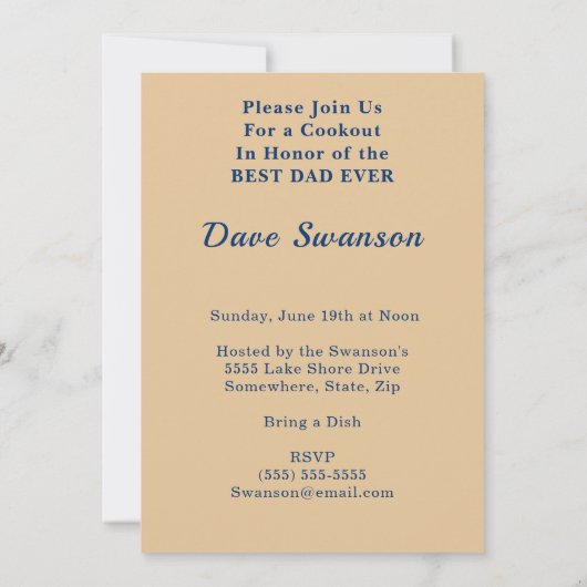 ハッピーファーズデイブループレイドボウタイクックアウトパーティー 招待状 (裏面)