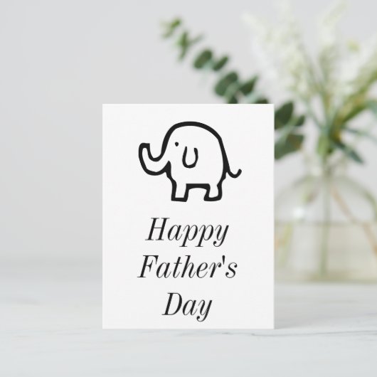 ハッピーファーズデイベビーエレファントカワイイシンプルーカスタム シーズンポストカード (スタンド正面)