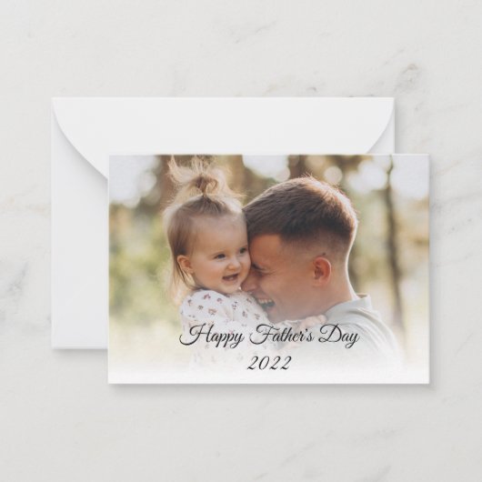 ハッピーファーズデイホリデー家族の写真モダン ノートカード (正面)