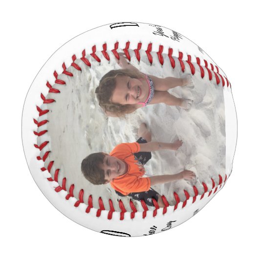 ハッピーファーズデーの写真パーソナライズされた保存 野球ボール (正面左)