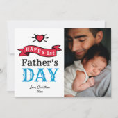 ハッピーファーズデーモダンタイポグラフィフォトカード (正面)