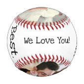 ハッピーファーズデー最高のパパエバー2フォトホワイト  野球ボール (裏面)
