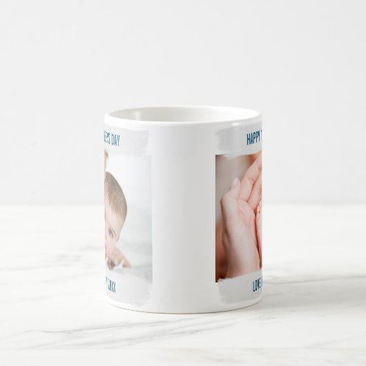 ハッピーファーズデー2フォトグレイ筆跡 コーヒーマグカップ (中央)