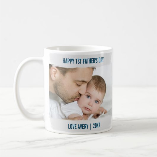 ハッピーファーズデー2フォトグレイ筆跡 コーヒーマグカップ (左)