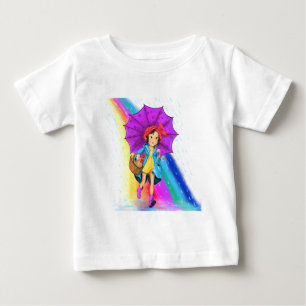 ハッピーファームガールと傘ベビーTシャツ ベビーTシャツ