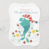 ハッピーフィッシュワインシェフレストランケータリングクリスマス シーズンカード (正面/裏面)