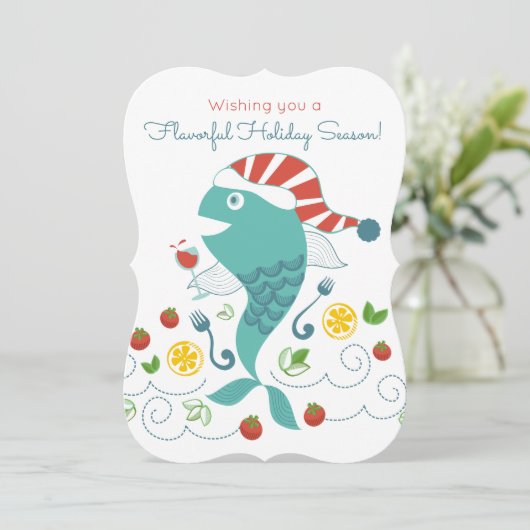 ハッピーフィッシュワインシェフレストランケータリングクリスマス シーズンカード (スタンド正面)