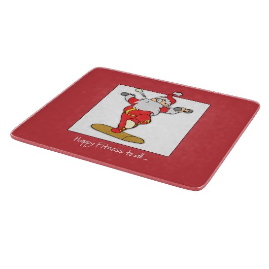 ハッピーフィットネスエクササイズクリスマスウィズサンタ カッティングボード (角)