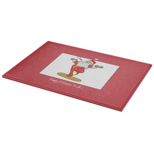 ハッピーフィットネスエクササイズクリスマスウィズサンタ カッティングボード (角)