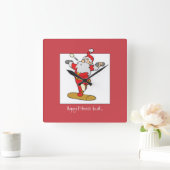 ハッピーフィットネスエクササイズクリスマスウィズサンタ スクエア壁時計 (ホーム)