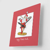 ハッピーフィットネスエクササイズクリスマスウィズサンタ スクエア壁時計 (傾斜)