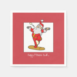 ハッピーフィットネスエクササイズクリスマスウィズサンタ スタンダードカクテルナプキン