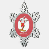 ハッピーフィットネスエクササイズクリスマスウィズサンタ スノーフレークピューターオーナメント (右)