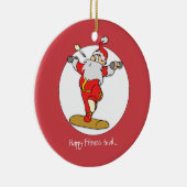ハッピーフィットネスエクササイズクリスマスウィズサンタ セラミックオーナメント (右)