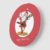 ハッピーフィットネスエクササイズクリスマスウィズサンタ ラージ壁時計 (傾斜)