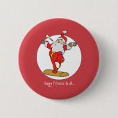 ハッピーフィットネスエクササイズクリスマスウィズサンタ 缶バッジ (正面)