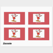 ハッピーフィットネスエクササイズクリスマスウィズサンタ 長方形シール (シート)