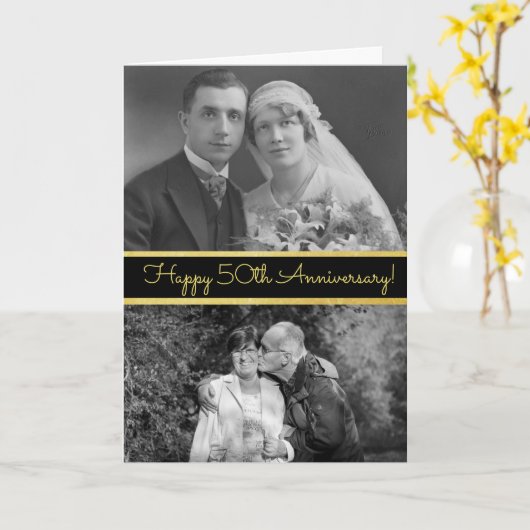 ハッピーフィフティ・アニバーサリー オーダーメイド フォトカード カード (黄色い花)