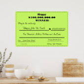 ハッピーフェイク宝くじチェック巨大 ポスター (キッチン)