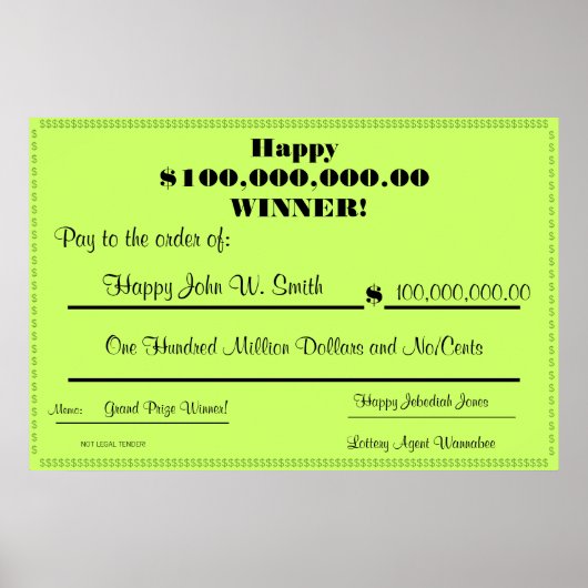 ハッピーフェイク宝くじチェック巨大 ポスター (正面)